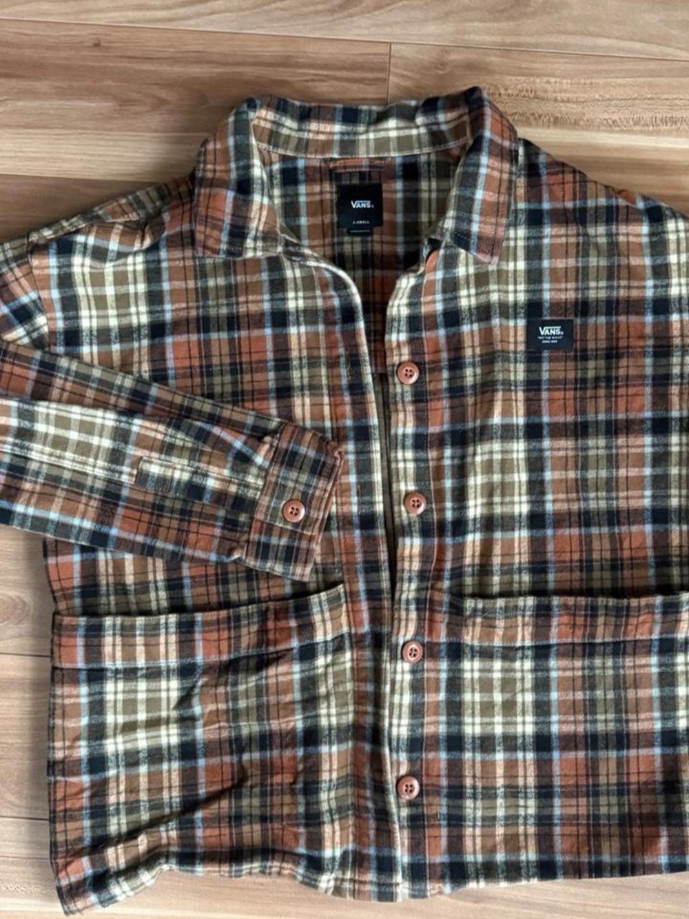 Vans Womens Plaid Button-Down Shirt Jacket